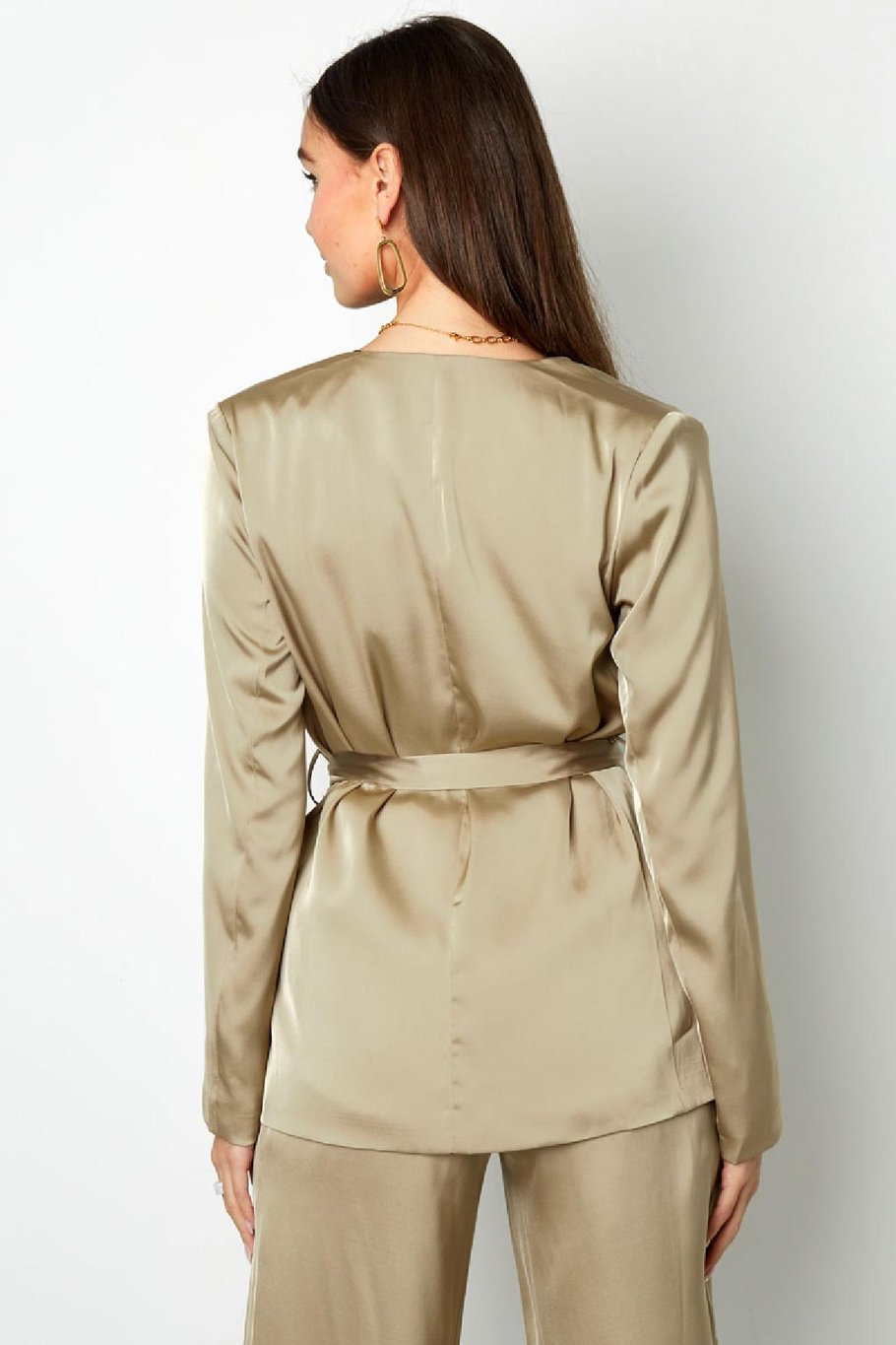 Blazer aus glänzendem Stoff mit Schleife Lila M Bild5